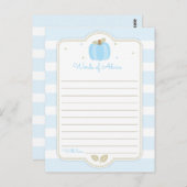 ブルーパンプキン男の赤ちゃんシャワーワードのアドバイス ポストカード (正面/裏面)