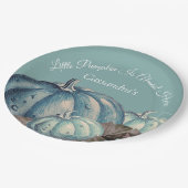 ブルーパンプキン男の赤ちゃん秋シャワー ペーパープレート (アングル)