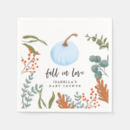 ブルーパンプキン秋インラブベビーシャワー スタンダードカクテルナプキン