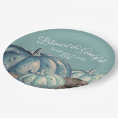 ブルーパンプキン秋パーティー感謝賛美 ペーパープレート (アングル)