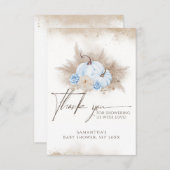 ブルーパンプキン秋フローラボホパンパスベビーシャワー サンキューカード (正面/裏面)