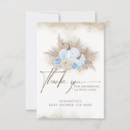 ブルーパンプキン秋フローラボホパンパスベビーシャワー サンキューカード