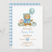 ブルーパンプキン秋ベイリーファースト誕生日 招待状 (正面/裏面)