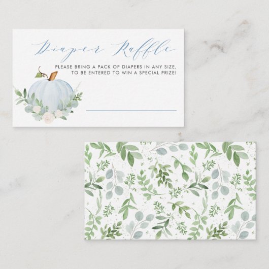 ブルーパンプキン秋ベビーシャワーおむつラッフルゲーム エンクロージャーカード (正面/裏面)