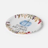 ブルーパンプキン秋ベビーシャワーナプキン ペーパープレート (アングル)