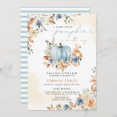 ブルーパンプキン秋ベビーシャワー男女兼用 招待状 (正面/裏面)