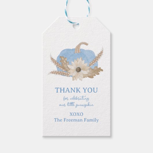 ブルーパンプキン ベビーシャワー ギフトタグ (正面)