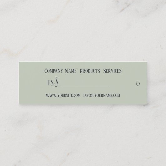 ブルーパンプキン – 価格ラベル、名刺 スキニー名刺 (裏面)