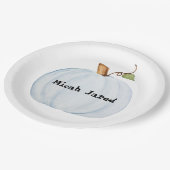 ブルーパンプキン(誕生日またはシャワーベビー名) ペーパープレート (アングル)