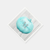 ブルーパンプキ素朴ン&ホワイトバーンウッド | カスタム スタンダードカクテルナプキン (角)