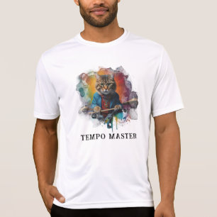 *~*ブルーパーカッショニストクールキャットAP91ドラマー金ゴールド Tシャツ