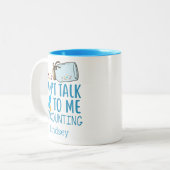 ブルーパーソナライズされたおもしろい薬剤師/テクコーヒー ツートーンマグカップ (正面左)