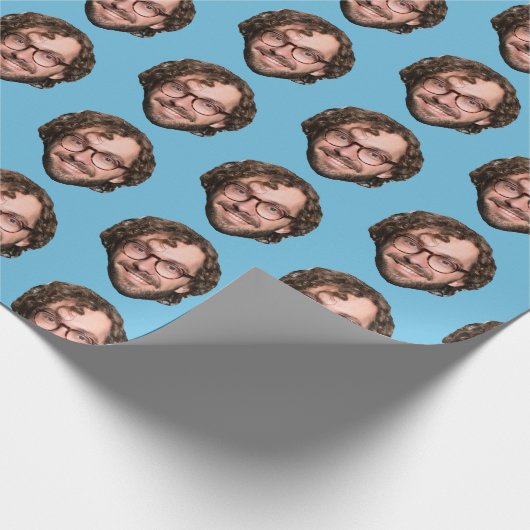 ブルーパーソナライズされたおもしろい顔カスタム写真 ラッピングペーパー (角)