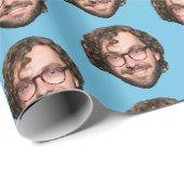 ブルーパーソナライズされたおもしろい顔カスタム写真 ラッピングペーパー (ロールコーナー)