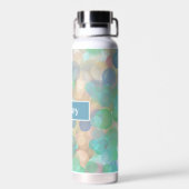 ブルーパーソナライズされたとタンの泡の流体アート ウォーターボトル (背面)