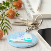 ブルーパーソナライズされたアイススケートキュート姿スケーター キーホルダー (側面)