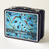 ブルーパーソナライズされたアイスホッケー メタルランチボックス (裏面)