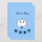 ブルーパーソナライズされたイット・ア・ボーイ・ベビー 案内状 (正面/裏面)