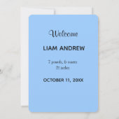 ブルーパーソナライズされたイット・ア・ボーイ・ベビー 案内状 (裏面)