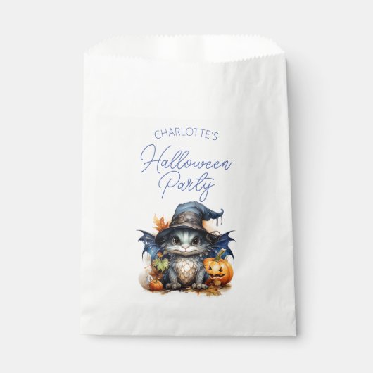 ブルーパーソナライズされたウォーター色ベビードラゴンハロウィーン フェイバーバッグ (正面)