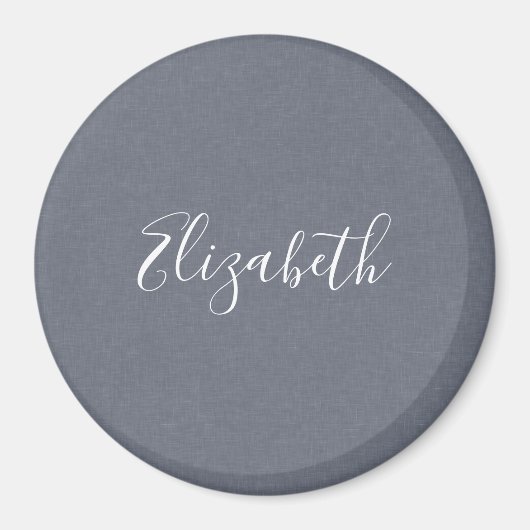 ブルーパーソナライズされたエレガントグレーリネン マグネット (正面)