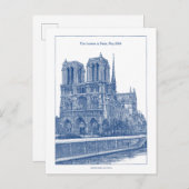 ブルーパーソナライズされたエレガントレトロノートルダム ポストカード (正面/裏面)