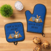 ブルーパーソナライズされたカンガルーキャンピングテント 鍋つかみ&鍋敷きセット (トップダウン)