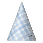 ブルーパーソナライズされたギンガムローレルクレスト パーティーハット (左)