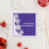 ブルーパーソナライズされたクリスマススノーフレークナプキンズ スタンダードカクテルナプキン (インサイチュ)