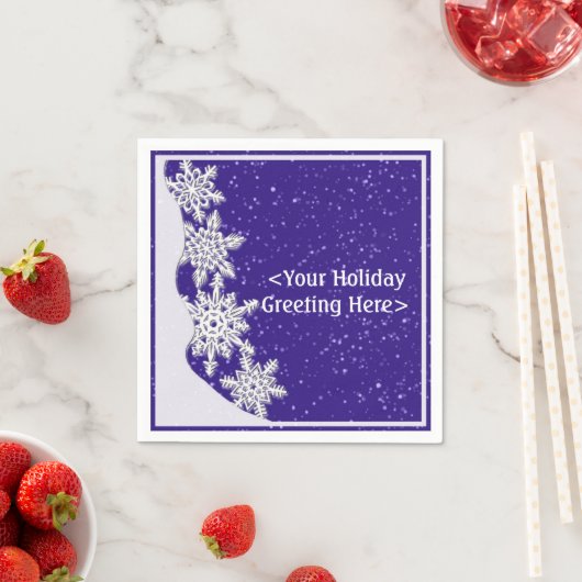 ブルーパーソナライズされたクリスマススノーフレークナプキンズ スタンダードカクテルナプキン (インサイチュ)