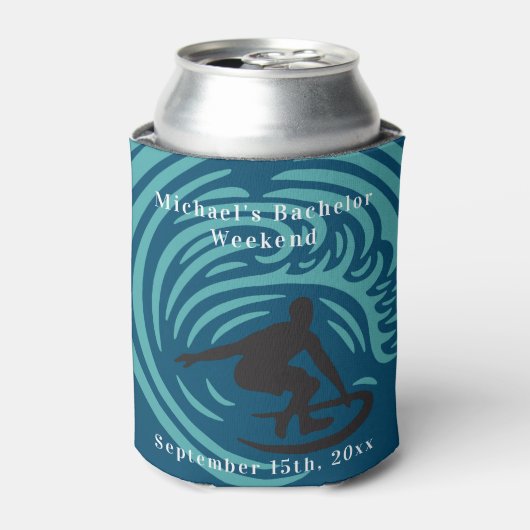 ブルーパーソナライズされたクーラーボックス学士サーフウィークエンド 缶クーラー (缶正面)