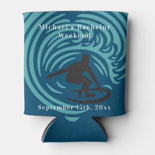 ブルーパーソナライズされたクーラーボックス学士サーフウィークエンド 缶クーラー (正面)