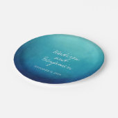 ブルーパーソナライズされたグラデーションス結婚ケーキプレート ペーパープレート (アングル)