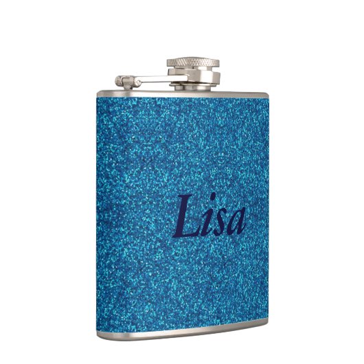 ブルーパーソナライズされたグリッターフラスコ フラスク (右)