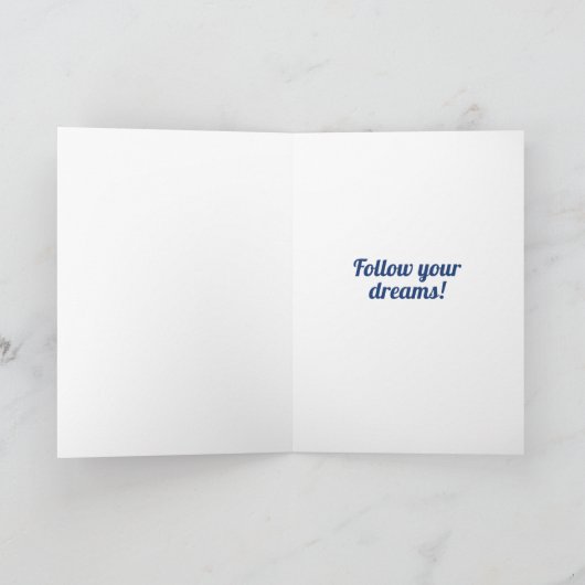 ブルーパーソナライズされたグリッター卒業カード カード (内部)