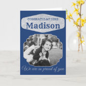 ブルーパーソナライズされたグリッター卒業カード カード (黄色い花)