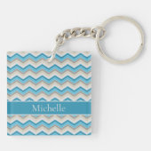 ブルーパーソナライズされたシェブロンアクリル酸キーチェーン キーホルダー (裏面)