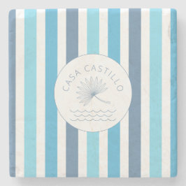 ブルーパーソナライズされたストライプストーンコースター ストーンコースター