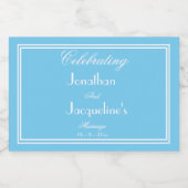 ブルーパーソナライズされたス結婚ミニワきらめくインラベル スパークリングワインラベル (シングルラベル)