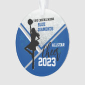 ブルーパーソナライズされたチアリーティングクリスマス オーナメント (正面)