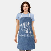 ブルーパーソナライズされたデニフェイクムベーキング器具 エプロン (着用した状態)