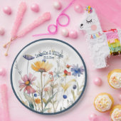 ブルーパーソナライズされたデニム秋ワイルドフラワー結婚ズ ペーパープレート (パーティー)