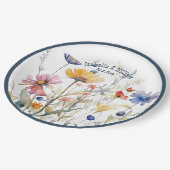 ブルーパーソナライズされたデニム秋ワイルドフラワー結婚ズ ペーパープレート (アングル)