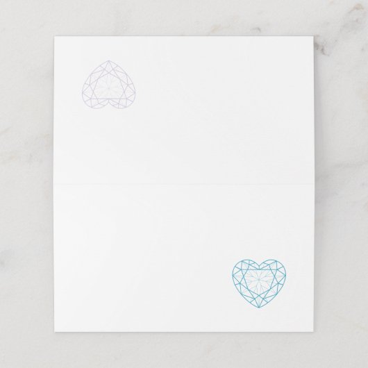 ブルーパーソナライズされたトパーズハートプレイスゲスト プレイスカード (外部開封)