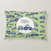 ブルーパーソナライズされたトラクタートラック農作物 アクセントクッション (裏面)