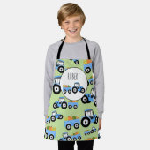 ブルーパーソナライズされたトラクタートラック農作物 エプロン (着用した状態)