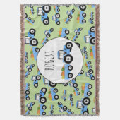 ブルーパーソナライズされたトラクタートラック農作物 スローブランケット (正面縦)