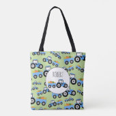 ブルーパーソナライズされたトラクタートラック農作物 トートバッグ (裏面)