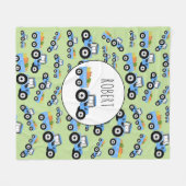 ブルーパーソナライズされたトラクタートラック農作物 フリースブランケット (正面(横))