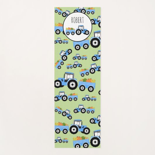 ブルーパーソナライズされたトラクタートラック農作物 ヨガマット (正面)
